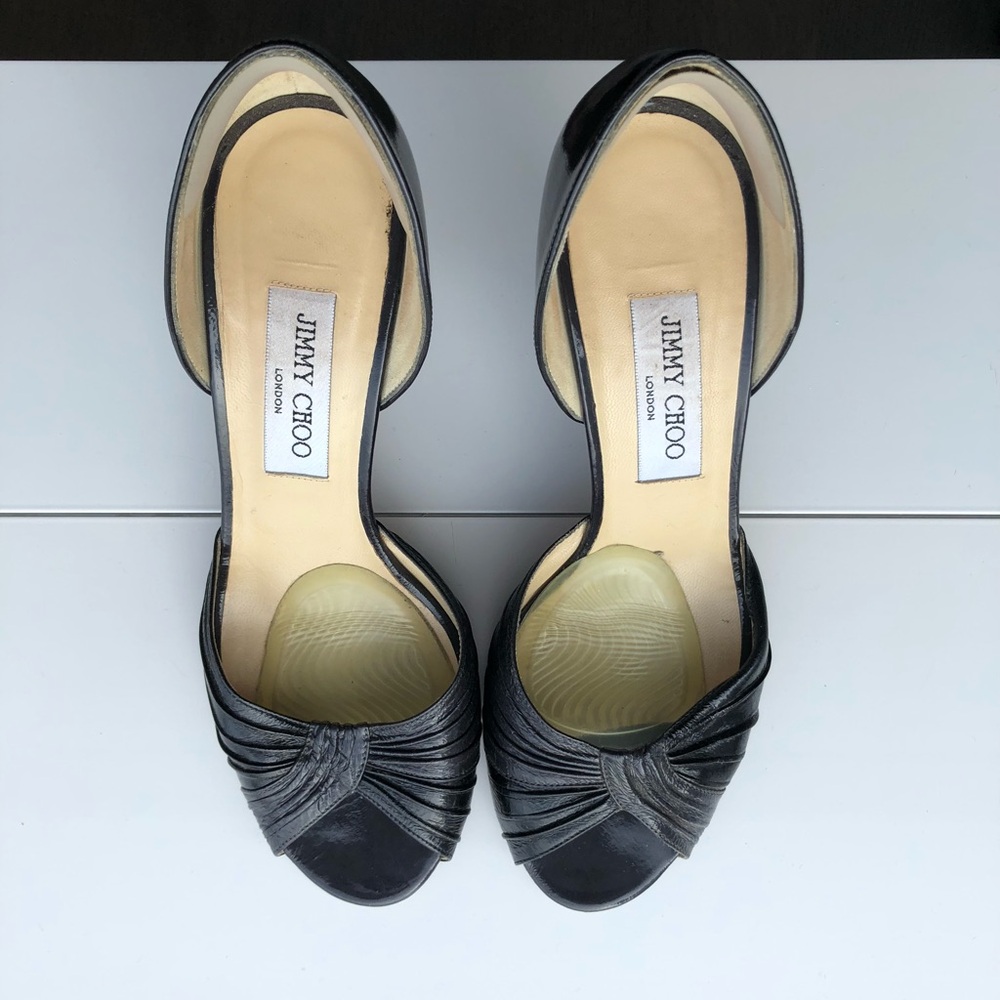 Jimmy Choo Black and Grey Peep Toe Heels